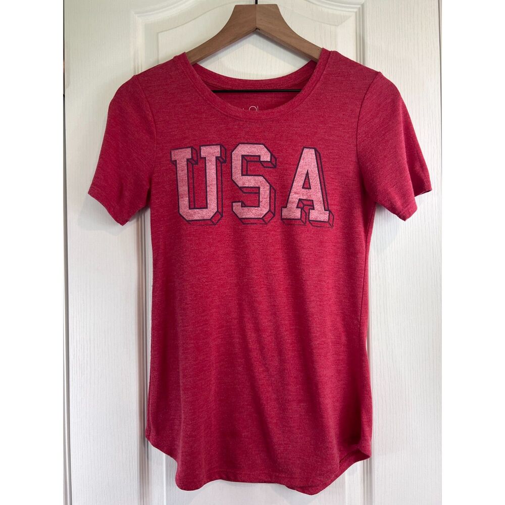 LOL Vintage Women's USA Tee Red White Blue Top Short Sleeve Size XS